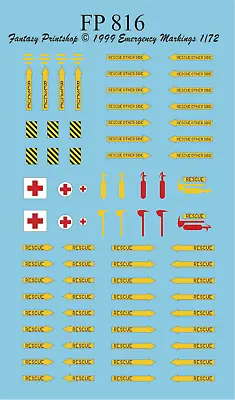 Fantasy Printshop Emergency Markings Decals  Transfers  1/72  Fp 816  • £5.95