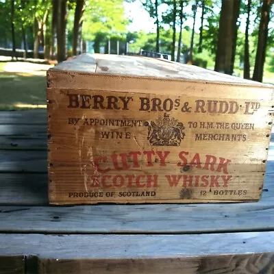 Vintage CUTTY SARK SCOTCH WHISKY Wood Crate Berry's Bros Buckingham NY Whiskey • $49.95