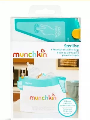 Munchkin LATCH MICROWAVE STERILISER BAGS 6PK Baby Feeding Hygiene Cleaning • £9.99