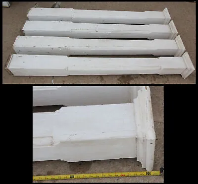 $495 • Buy Antique Lot Of 4 Wood 7' Tapered Porch Columns Pillars White Painted Pine Rustic