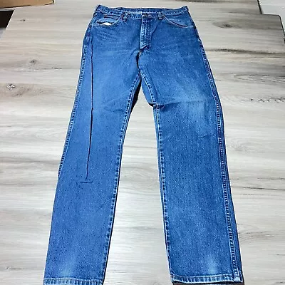 Vintage Wrangler Cowboy Cut Denim Jeans Mens 32x34 Medium Wash Straight Leg 90s • $28.88