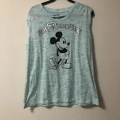 NWT Disney XL Mickey Mouse Blue Tie Dye Muscle Tee Shirt Twisted Collar And Scru • $9.99
