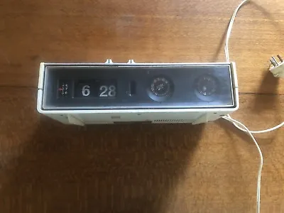 Vintage Retro Flip Clock With Radio. White Faded Radio  Parts Or Repair • $60