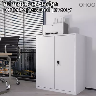 OHOO Metal Stationery Half Door Cupboard Cabinets Storage Office Furniture Desk • $230.99