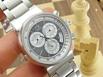 CALVIN KLEIN 42mm Man's Chronograph Designer Bracelet Wristwatch K75471 00 • £16