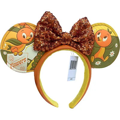 DisneyParks Flower&Garden Minnie Mouse Sequin Bow Orange Bird Ears Headband Ears • $16.14