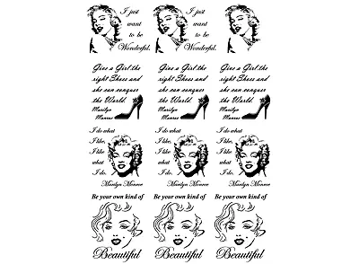 Marilyn Monroe Quotes 12 Pcs 1-1/8  To 1-1/4  Black Fused Glass Decals • $6.75