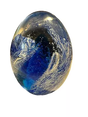 Large Seguso Vito Murano Cobolt Blue Egg Shape Paperweight • $199.99