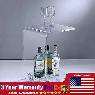 Clear Acrylic C Table W/ 4 Wheels End Table Nightstand Transparent Side Table • $89.30