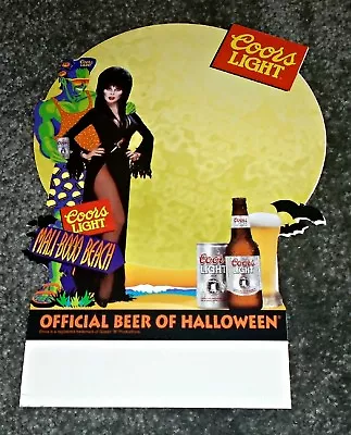 RARE 1980's Coors Light Elvira Mistress Of The Dark Halloween Large Table Tent • $55