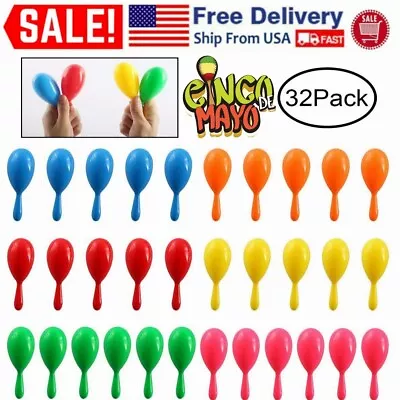 32Pcs 4  Mexican Maracas For Kids Neon Fiesta Party Favors Cinco De Mayo Decor • $13.86