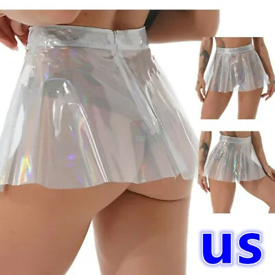 US Sexy Womens Short Skirt See-through High Waist Flared Skater Mini Skirt Party • $12.55