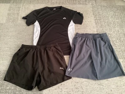 £4.25 • Buy Puma Black Shorts Size L, Under Armour Grey Shorts Size M , More Mile Top Size M