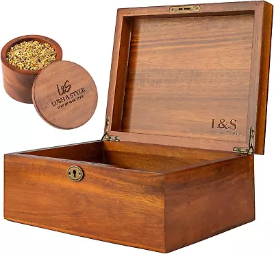 LUSH & STYLE Home Decorative Storage Wooden Box With Hinged Lid And Locking Key  • $60.62