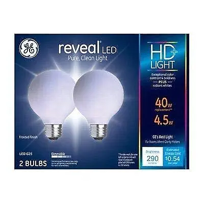 LED Reveal Globe Light Bulbs G25 Frosted Pure White 290 Lumens 4.5-Watts • $18