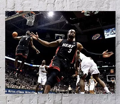 DWYANE WADE LEBRON JAMES Poster Picture Print 24x32” MIAMI HEAT NBA BASKETBALL • $14.99