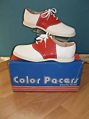 Vintage Cheerleader RED/white Saddle Shoes Women's 8 M NOS • $79