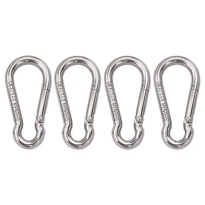 $13.99 • Buy 3 Inch Carabiner Clips- Stainless Steel Spring Snap Hook, 4 Pcs 250 Lbs