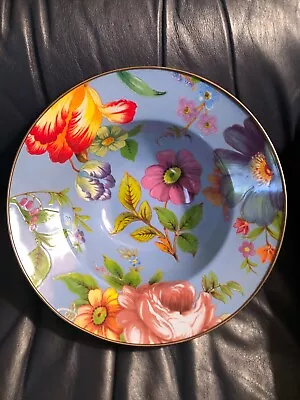 MacKenzie-Childs Blue Flower Market Large Serving Bowl Enamel Spring Easter • $48.69