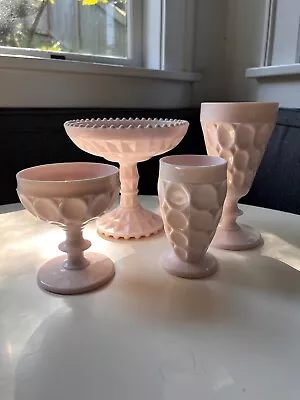 Jeanette Shell Pink Milk Glass: Your Choice Of Glasses Goblets Coupes Compote • $16