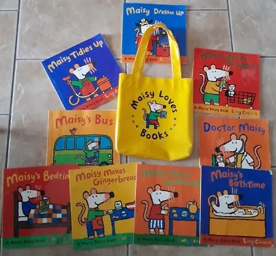  Maisy Loves Books Yellow PVC Style Mini Tote Bag & 9 Books Childrens Kids • £20