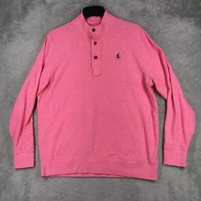 B Draddy Henley Shirt Men Pink Large Long Sleeve Pullover Mock Neck Golf Stretch • $21.99