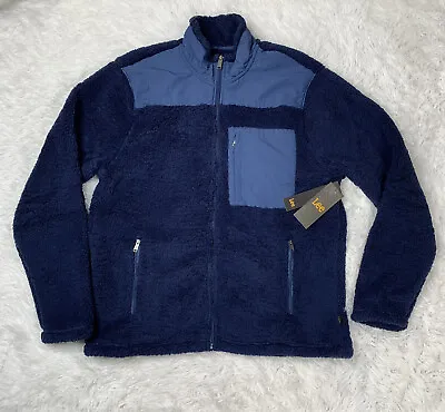 Lee Mens Sherpa Full Zip Fleece Jacket Size L Large Blue Sweatshirt Zip Pockets • $33.99