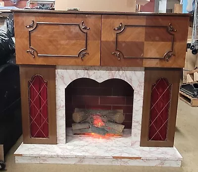 Vintage Retro Style Stereo Cabinet With Mini Bar & Faux Fireplace • $700