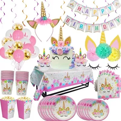 Unicorn Birthday Party Supplies Girls Children Tableware Decorations Balloons • £2.99