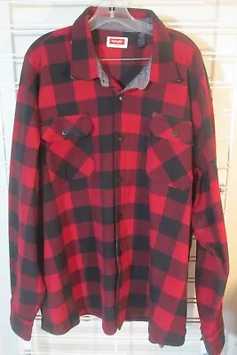 WRANGLER Lumberjack Plaid Fleece Flannel CAUSAL SHIRT Sz 3 XL • $14