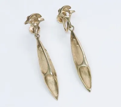 Vintage Ed Wiener 14K Yellow Gold Modernist Earrings • $2450