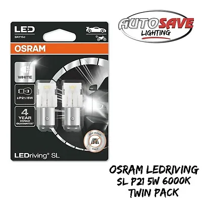 OSRAM LEDriving SL LED P21/5W 6000K Cool White Car Bulb (Twin) BAY15d | 12V • $17.02
