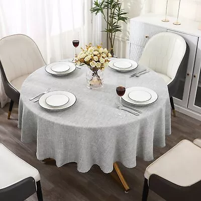 IVAPUPU Linen Round Tablecloth 60 Inch Washable Table Cloth Resistant Fabric ... • $10.23
