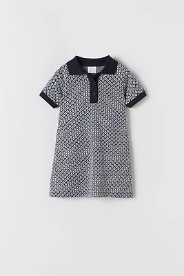 Zara Girls Mini Dress Size 6 Abstract Pattern Knit Polo Dress Jacquard • £12.99