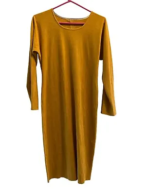 Mustard Yellow Modest Plain Elastic Amish Mennonite Dress Size Small Homemade • $19