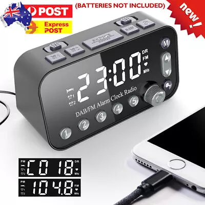 Bedside Alarm Clock Radio LED Digital Clock With Antenna Dual USB DAB/FM AU • $32.77