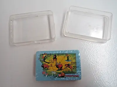 Vtg MINIATURE Deck Of Cards MONTANA Souvenir SEALED-NEW IN PLASTIC TRAVEL CASE • $5