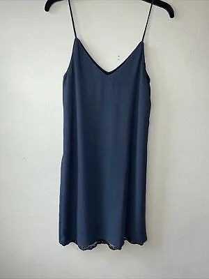 Zara Basics Women’s Midi Shift Dress Knit Sleeveless Gray Black Size XS Lace Hem • $15.99