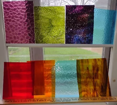 8 Sheets Mostly 10 X8  Transparent Colors Stained Glass Nice Textures • $42