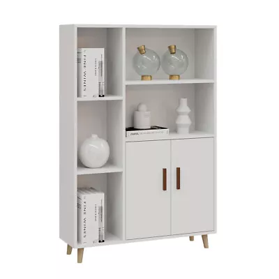 Tall Sideboard 2 Doors 5 Shelf Cupboard Living Room Bookcase Display Cabinet • £52.99