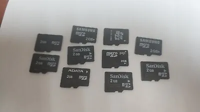 10 X 2GB Job Lot Bulk Micro SD Memory Cards Sandisk Samsung Adata Mixed Brands • $29.94