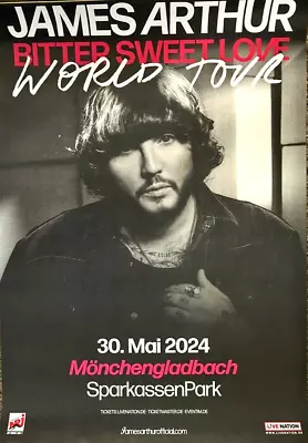 JAMES ARTHUR 2024 MÖNCHENGLADBACH - Orig. Concert Poster - Plakat - Din A1 • £18.50