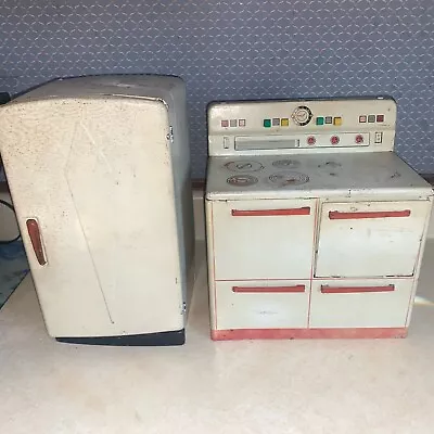 Vintage Metal Toy Large  Stove Oven Refrigerator By Wolverine 1950’s • $39.99