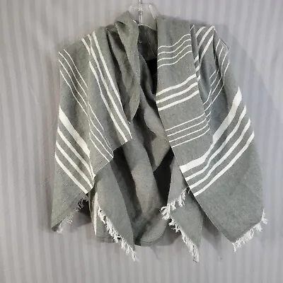 J.Crew Women's Chic Striped Cape Wrap Scarf Poncho One-Size H0129 Fringed • $17.99