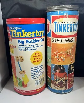 Vintage Tinker Toys Set Lot 1970s & 1980s Incomplete Sets & Extras See Photos • $17.72