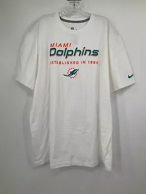 Miami Dolphins Team Issued Nfl Equipment White Dri-fit Short Sleeve Sz:4xl • $17