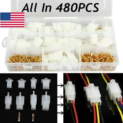 480Pcs Motorcycle Car Electrical 2.8mm 2/3/4/6 Pin Wire Connectors Terminal Kit • $13.99