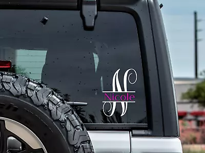 N Monogram 4  W X 6  H Name Decal Vinyl Car Window Graphic Sticker Auto Outside • $8.50