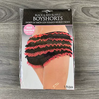 Lace Ruffled Garter Booty Shorts Underwear Black Red Boy Shorts Costume 843351 • $22.50