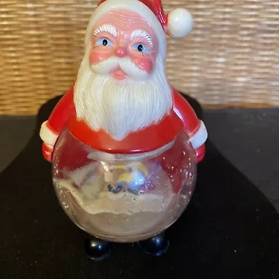 Vintage Mid-century Santa Claus Snow Globe Celluloid Christmas Ornament 5” • $10.99